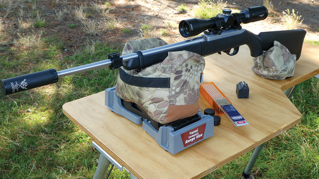 The Ruger rifle and Athlon Neos scope on the range, ready for long-range testing.