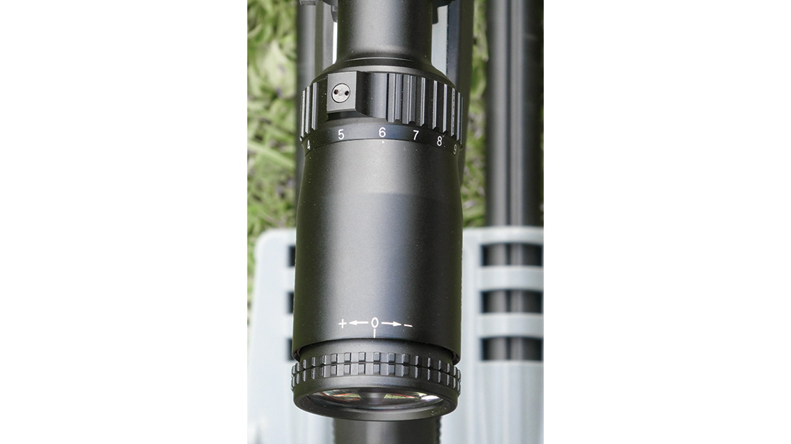 The raised knurl on the magnification adjustment ring made changing power on the scope easy; the focus ring was also smooth to operate.