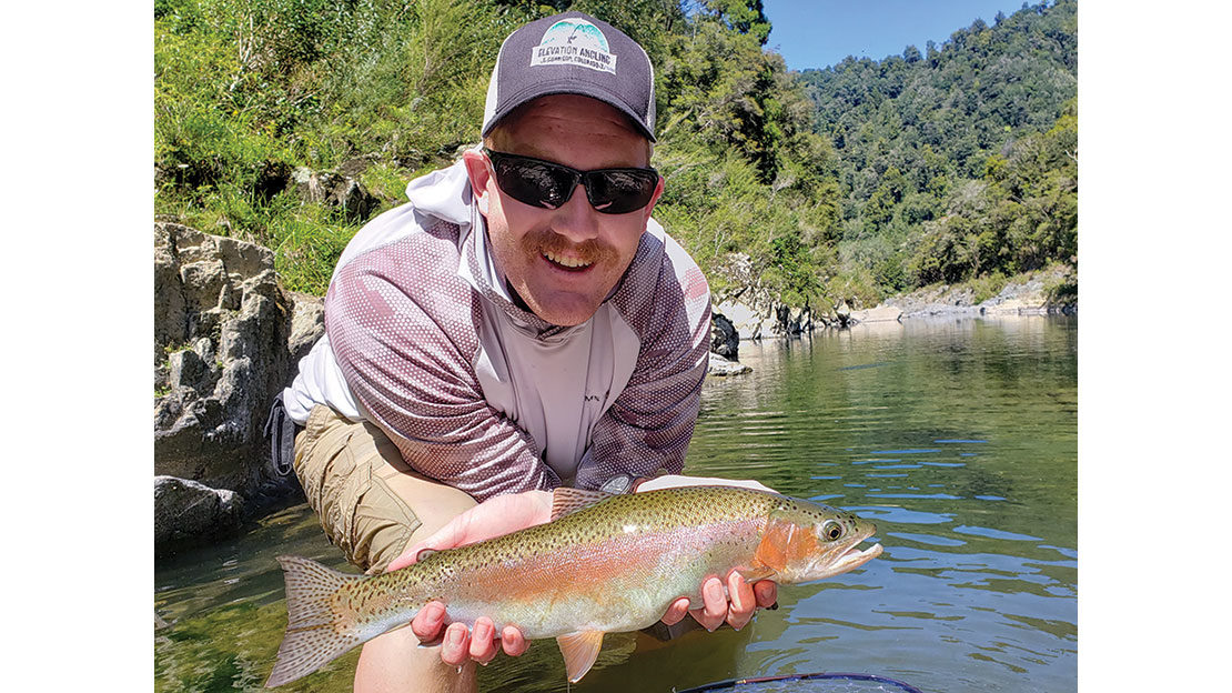 My first New Zealand rainbow trout from the Rai River.