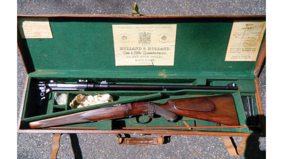 Cased Holland & Holland rifles similar to mine come up at auction from time to time. This example is chambered in .240 Magnum, also known as .240 Apex.
