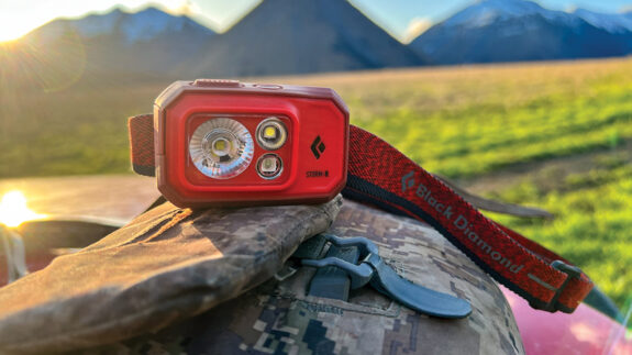 The Black Diamond Storm 500-R is a waterproof, rechargeable, multi-setting head torch. Its highest light setting is 500 lumens, and it has a lockable mode.
