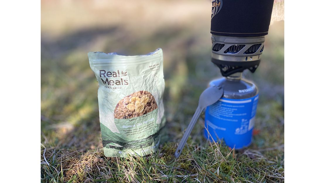 The Banana Oat Porridge – 120g freeze-dried – rehydrated into 370g of yummy nutritional fuel, which sustained me for a good few hours on this day hunt.