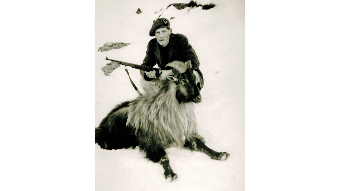 Robin with a good-looking bull during a Mount Sefton tahr hunt.